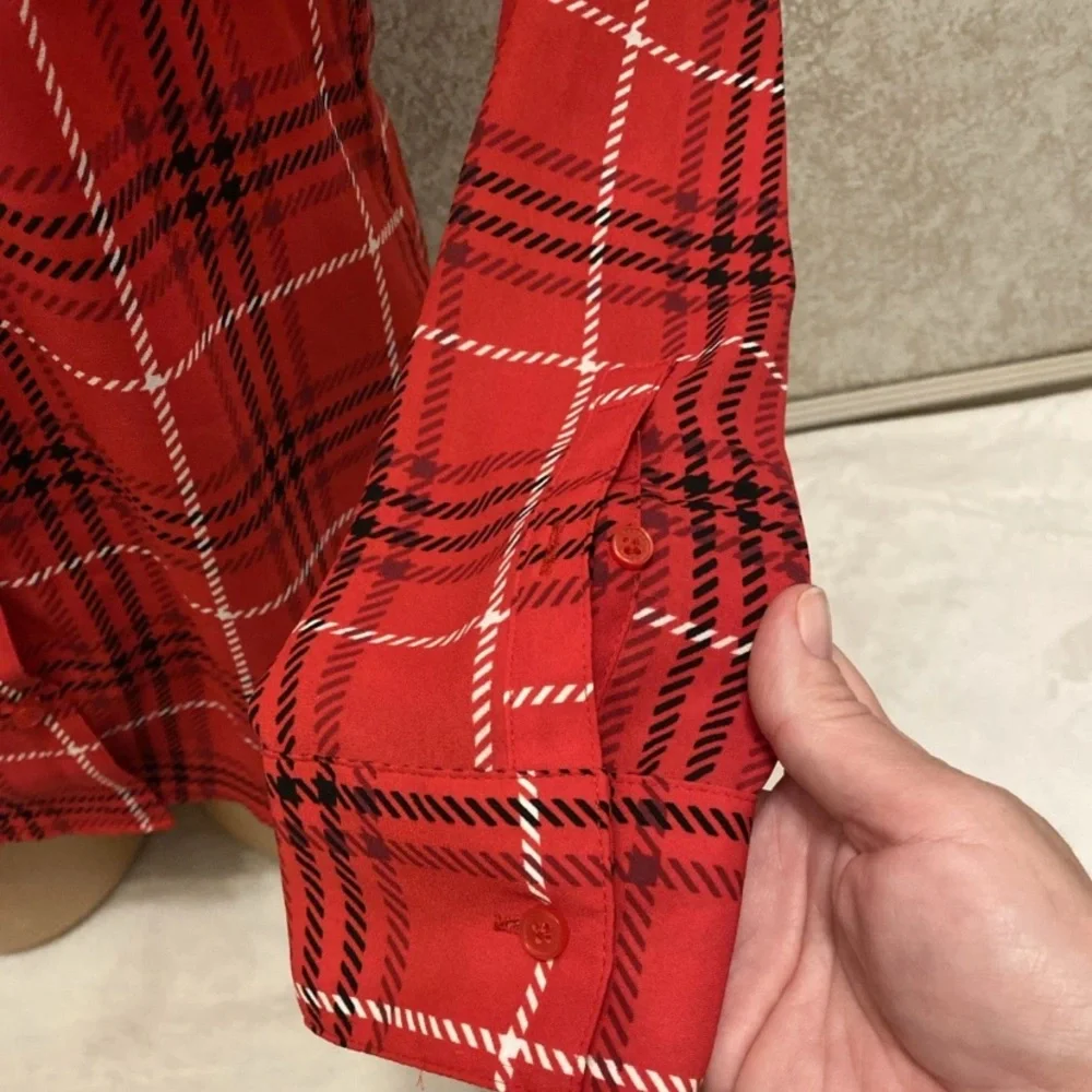 Express Red Plaid Button Down Shirt
